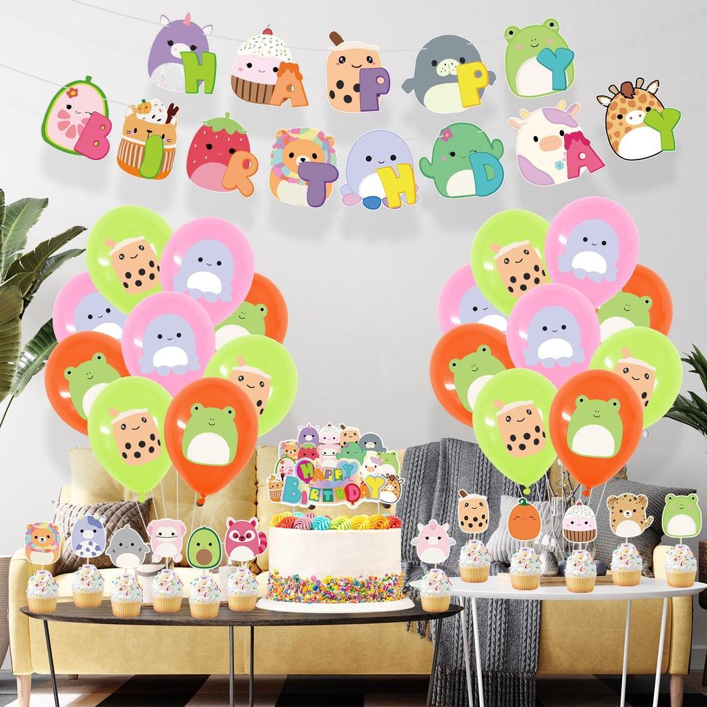 Squishmallows Birthday Party Supplies Cupcake Topper Balloon Banner Decoration