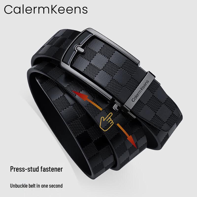 Мужской ремень Calermkeens из натуральной кожи с автоматической пряжкой