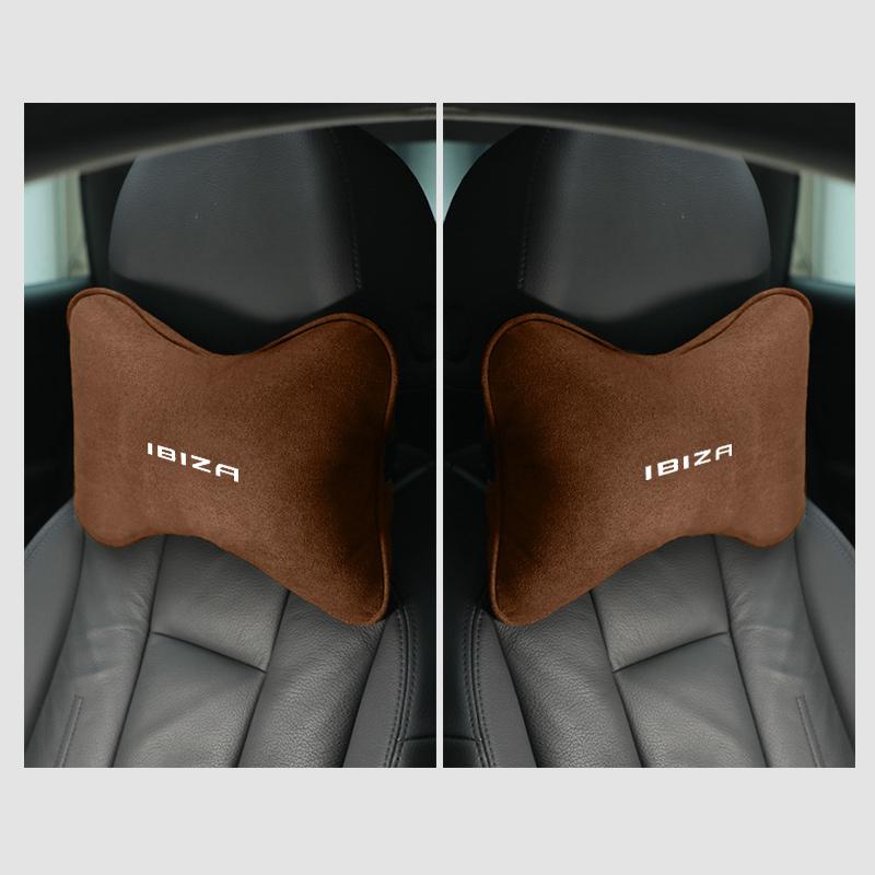 cydf10 Suede Headrest Car Breathable Memory Foam Neck Pillow For Seat Leon Ibiza Ateca Arona Toledo Altea Alhambra Interior Accessories