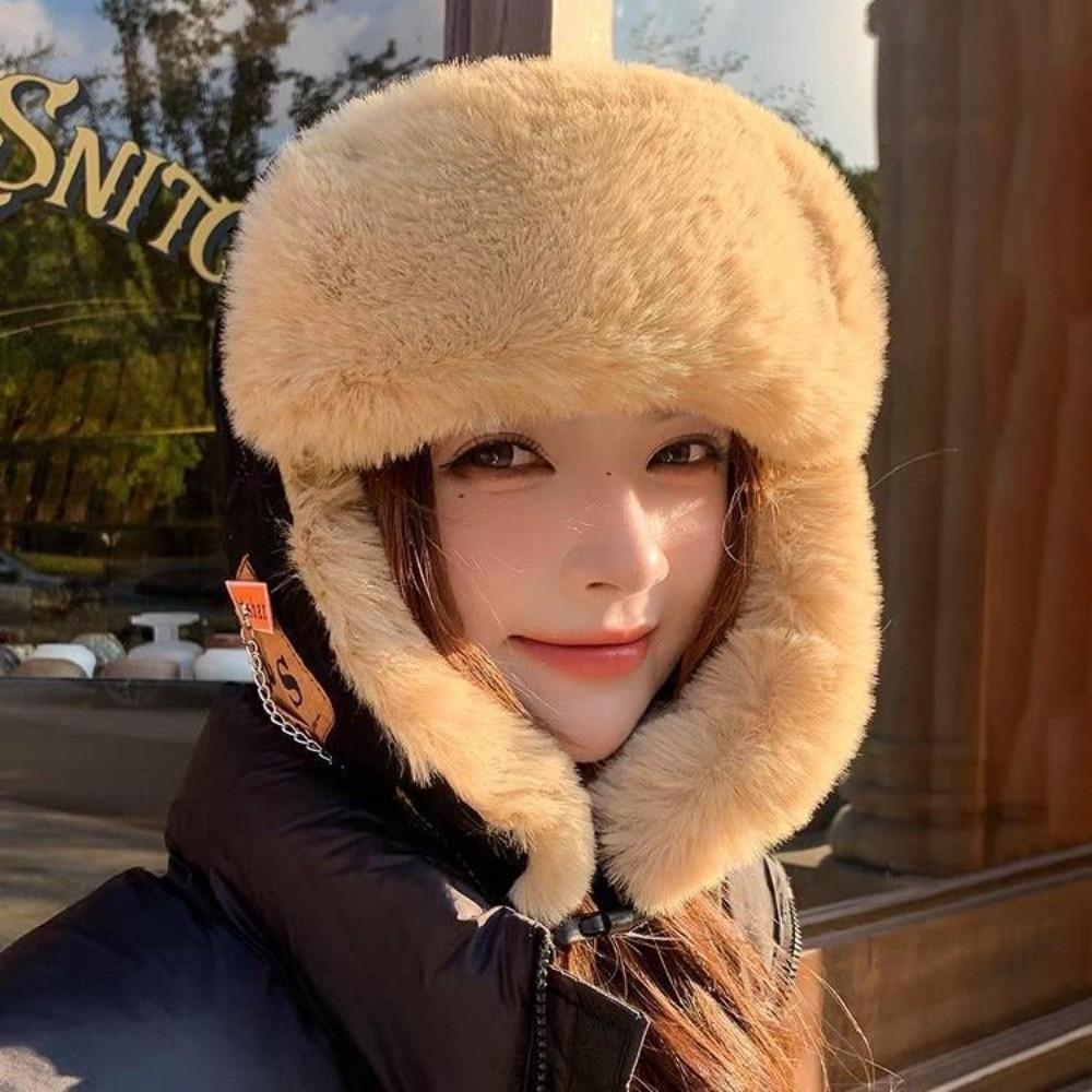 Faux Fur Winter Hat Thick Ear Protectors Hats Fashion Bomber Hat Male