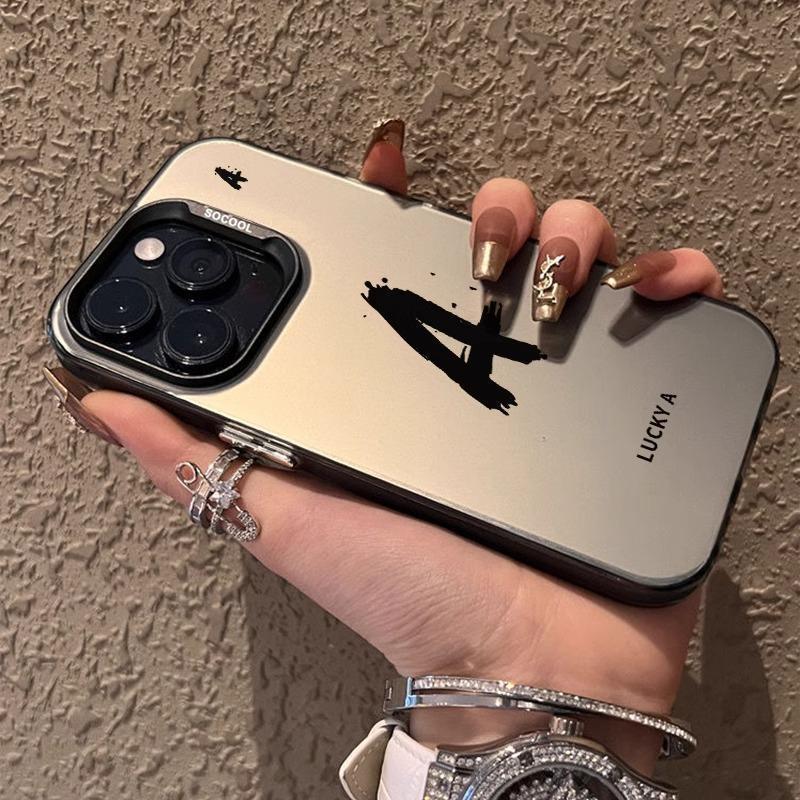 Счастливая буква для чехла на мобильный телефон Apple 16/15promax iPhone 14 цвет серебристый 13 креативный 12 личность 11