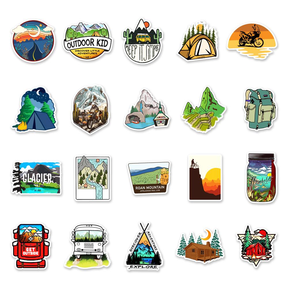 50 Outdoor Scenery Camping 2-50 Suitcase Notebook Water Cup Doodle Decoration Stickers