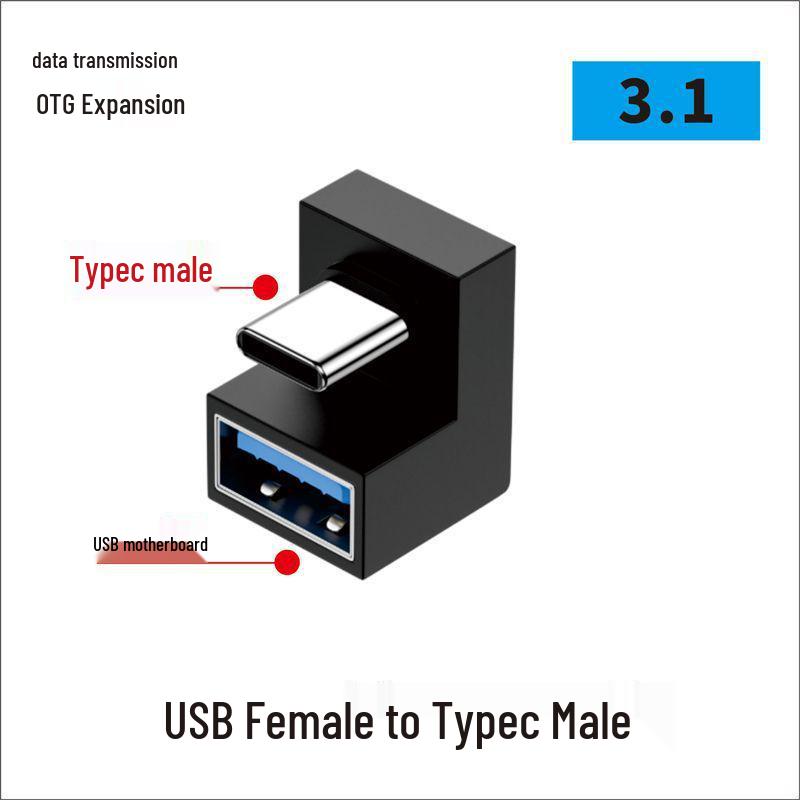 USB-адаптер типа C: Папа-Мама-Папа-Мама, Г-образный Thunderbolt 3 под углом 90° для компьютеров