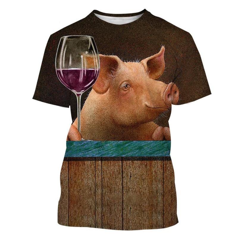 Футболка с принтом Funny Pig 3D для мужчин и женщин, летняя, с короткими рукавами, с рисунком животных-свинок, футболка большого размера с короткими рукавами и круглым вырезом