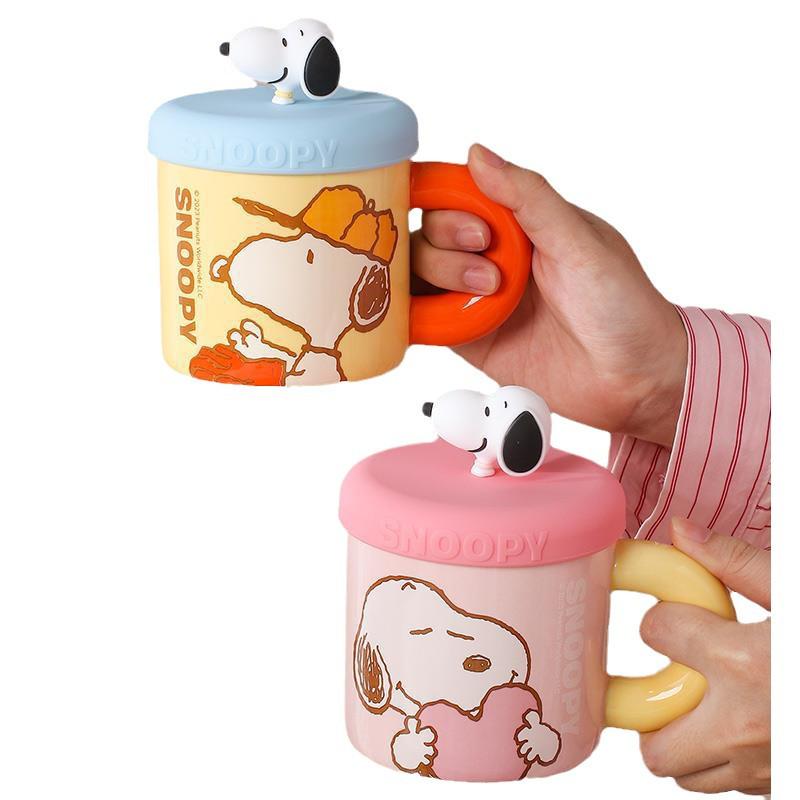 Керамическая кружка с крышкой Snoopy - Идеальный подарок для девочек, в офис или для дома
