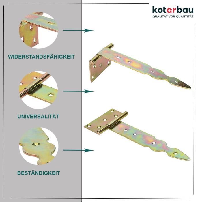 Charnière en T Décorative 200 mm Galvanisé Jaune - KOTARBAU®
