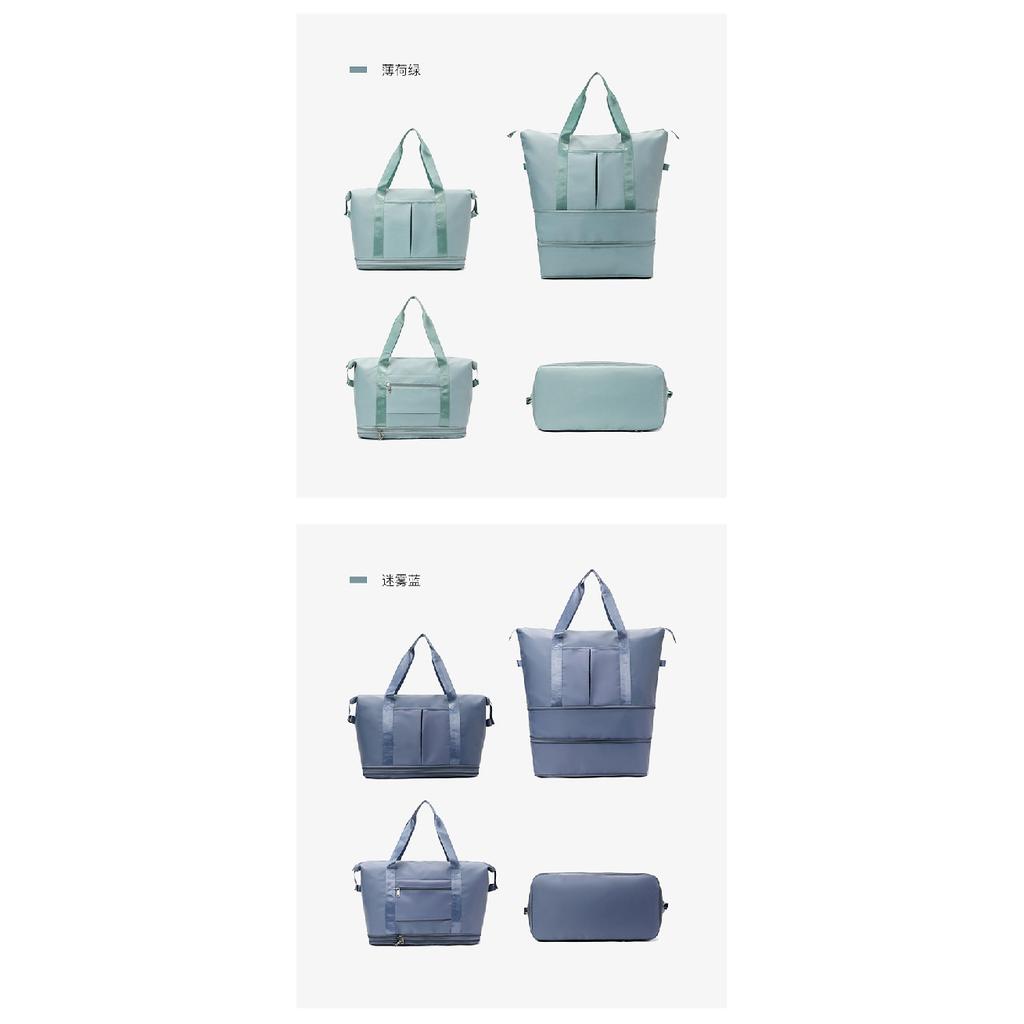 Large-capacity double-layer expandable sports handbag with dry and wet separation, suitable for swimming, yoga, fitness, and short-trip travel