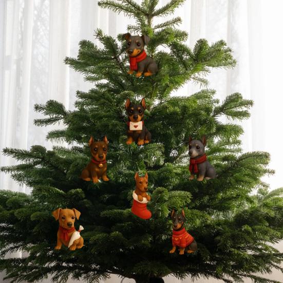 Календарь ожидания Doberman Guardian Wonderland 2025 24-дневная коробка для отсчета времени Акриловые мини-украшения на собачью тематику Праздничное украшение Подарок для любителей собак