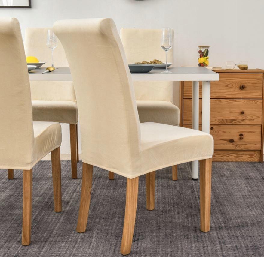 Chair Cover Thick Beige Ecru Velvet