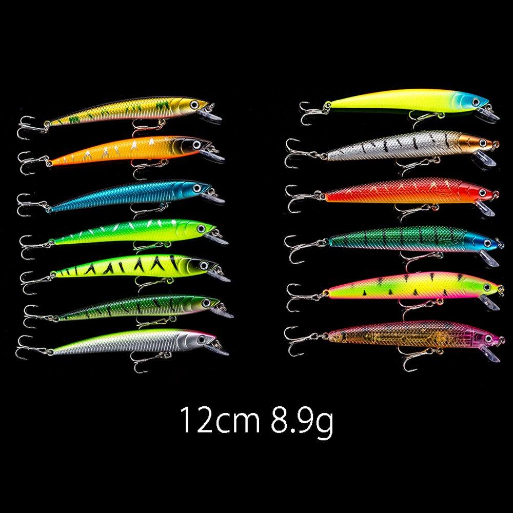 Zmart Lure Set of 43 Minnow 12cm 11cm 10cm 7cm Fly Fishing Hard Bait Wobbler Carp 6 Models Tackle 7.7cm