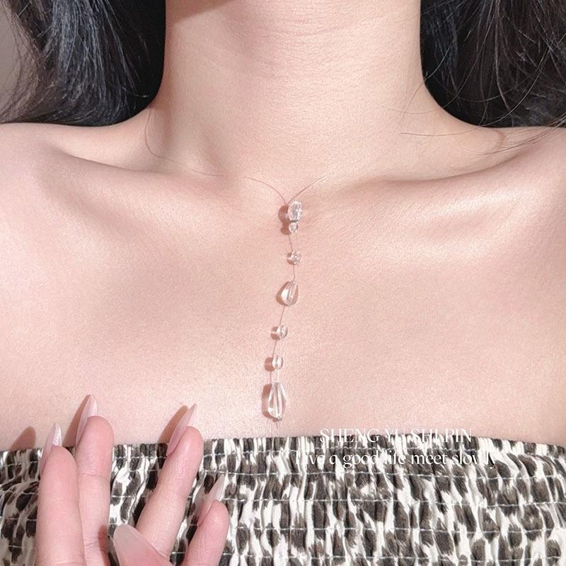 Прозрачные ювелирные изделия в виде капли воды, ожерелье из искусственного хрусталя и круглой бусины, серьги-кисточки, браслет из бисера в виде капли для свадебной вечеринки