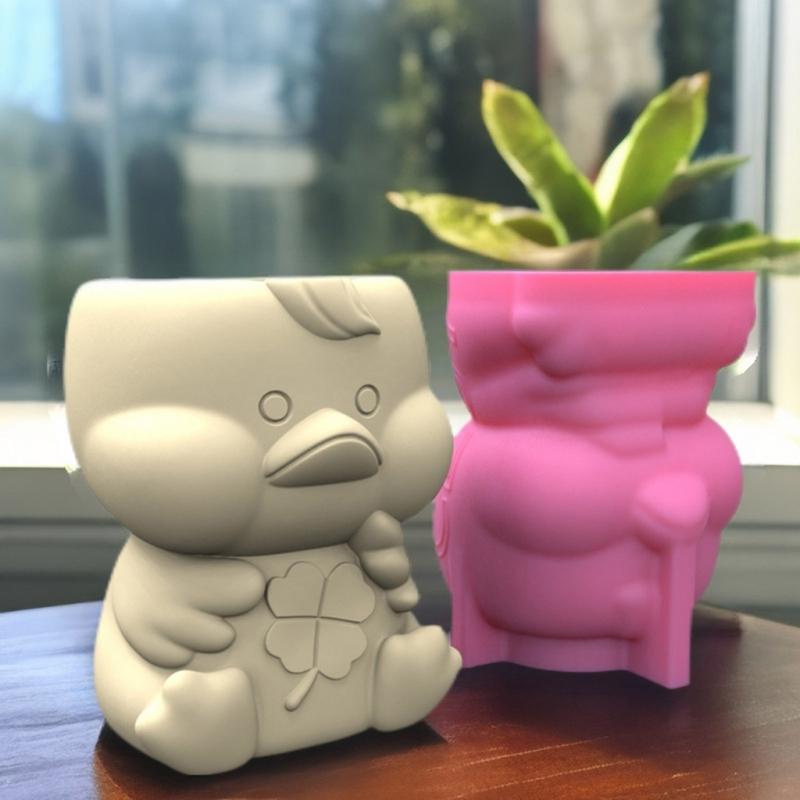 Little Duck Succulent Flower Silicone Mold Concrete Candlestick Resin Mould Succulent Planter Craft Casting Tool