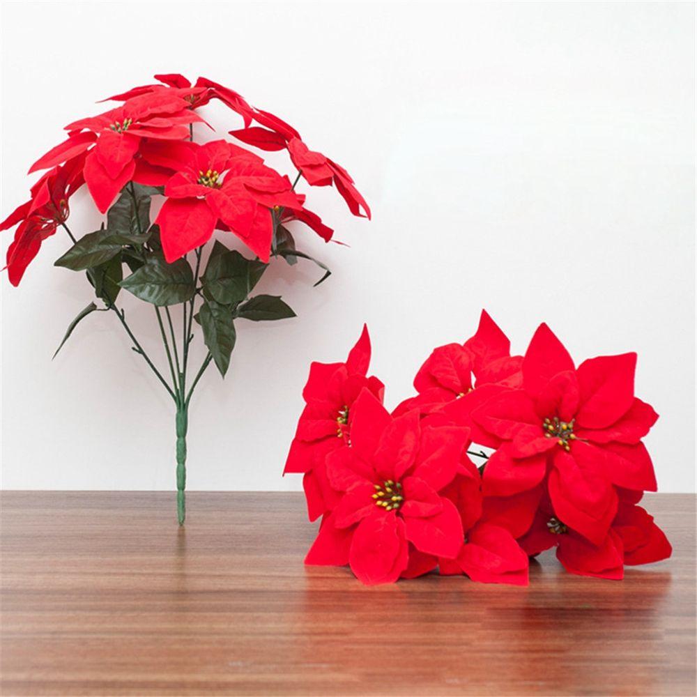 supplies Poinsettia Bushes Christmas Decoration Simulation bouquet Xmas Decor Christmas Bouquets