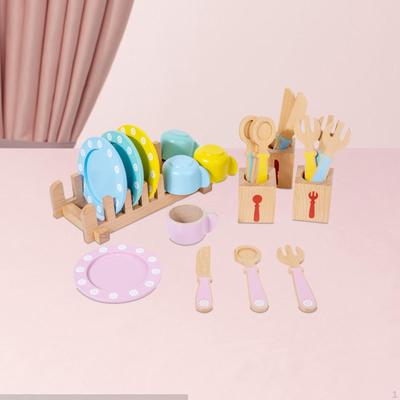Кухонные принадлежности Play Притворитесь, что готовите и развивайте координацию глаз Красочные деревянные тарелки