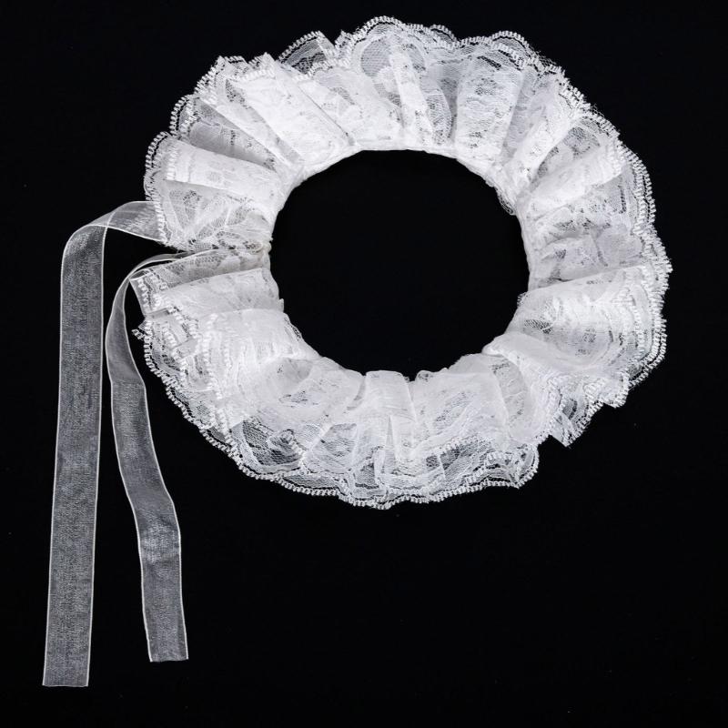 Elizabethan Chiffon Ruffle Collar Cuff Sleeves for Medieval Costume Detachable for Historical Reenactments and Event