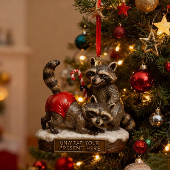 Дерзкий Енот Рождественские Украшения Акриловый Подвесной Декор с Юмористическими Надписями Игривые Украшения для Праздничной Елки