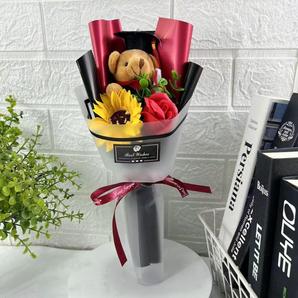 Multicolor Graduation Bear Bouquet Cute Plush Toy Bear Chic Cartoon Lovely Bear Birthday Party