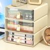 Transparent Material Storage Container Cream Color Stackable Storage Bins Desk Organizer  Home