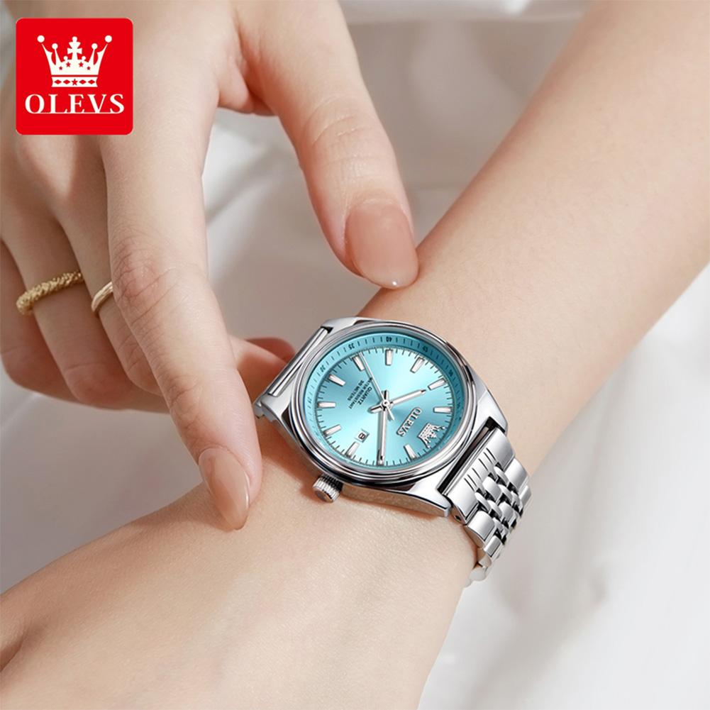 OLEVS Новые Модные Женские Кварцевые Наручные Часы с Фиолетовым Циферблатом, Роскошные Часы для Женщин, Водонепроницаемые, Повседневные, Платье, Женские Часы