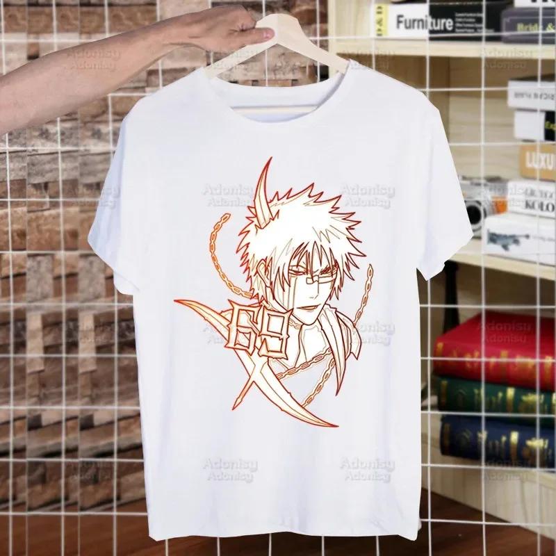 Bleach Зараки Кенпачи Куросаки Ичиго Футболки для парней О-образный вырез Короткий рукав Обычный Мужской рост Качество Мужская Хип-хоп футболка