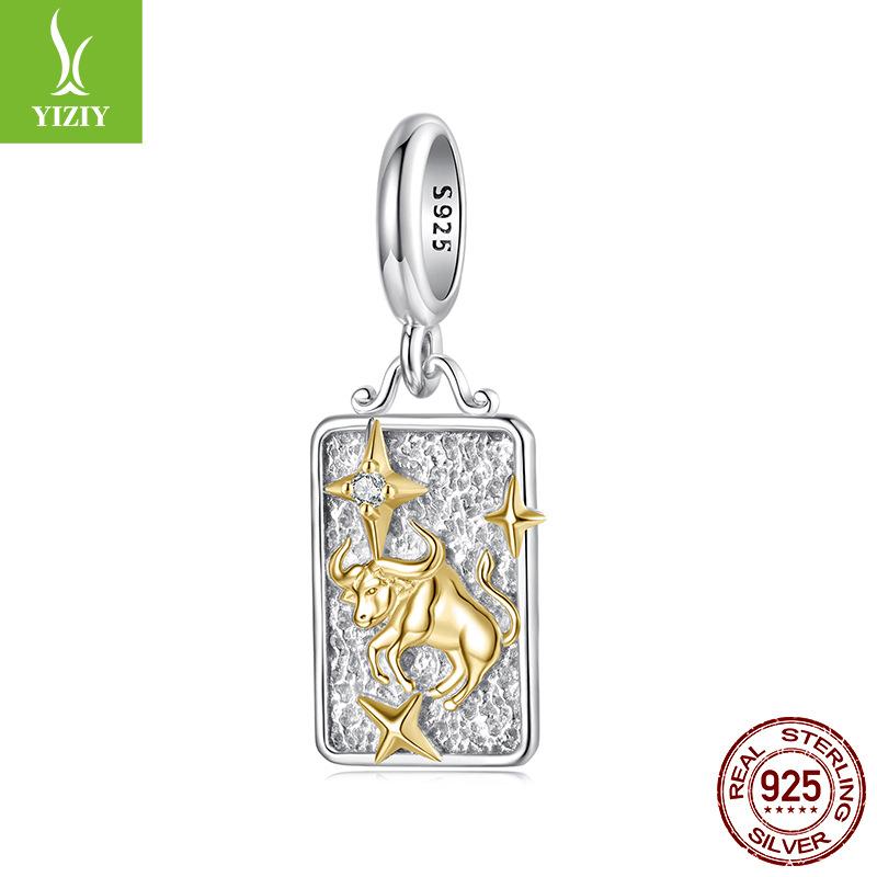 S925 Стерлинговое Серебро Подвеска Двенадцать Созвездий Ювелирные Аксессуары Персонализированные Универсальные DIY Бусины