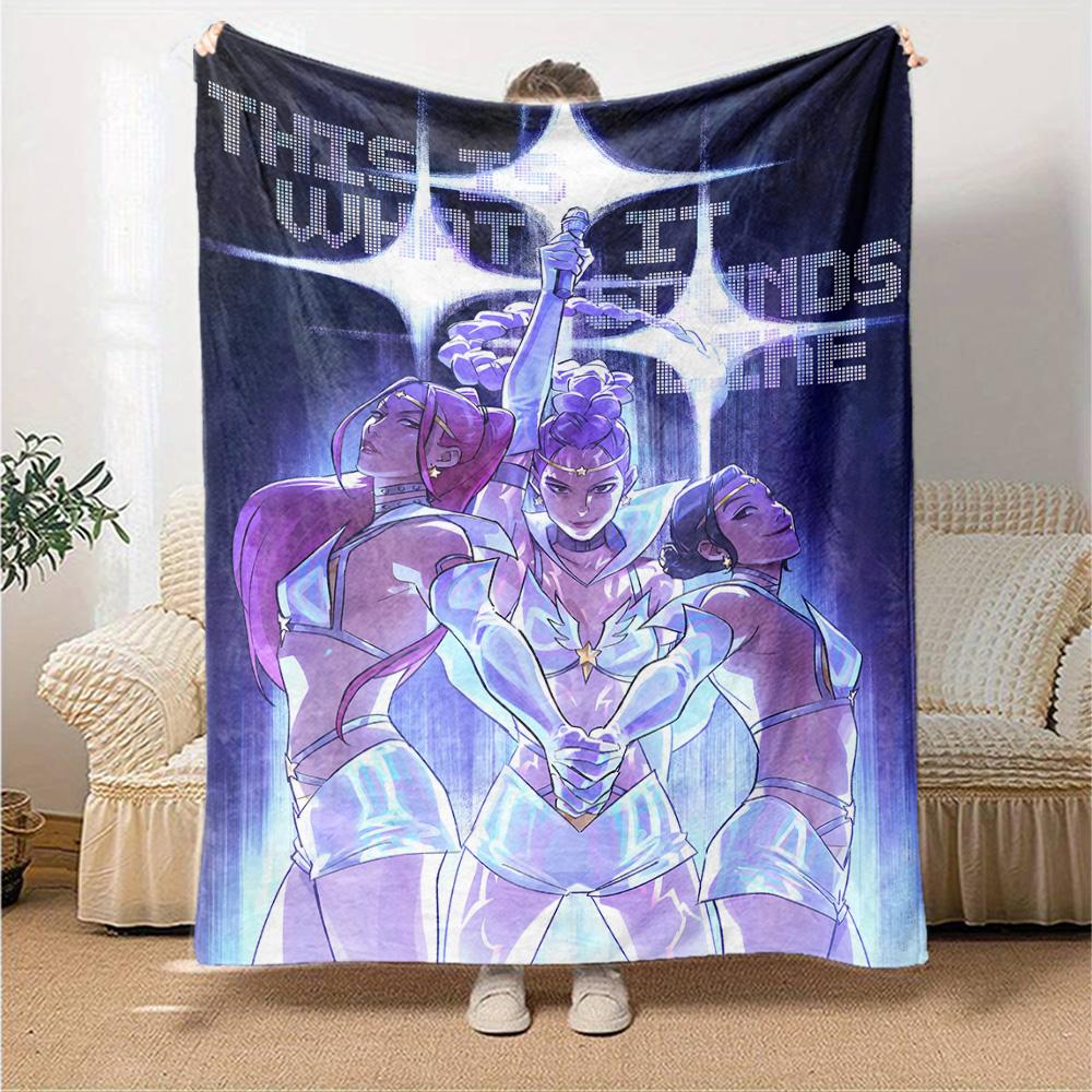 K‑pop Huntrix Blanket Soft & Cozy Great for Picnics Sofa Office Chair All-Season Use Playful Design Perfect Gift for Relatives and Friends