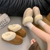 Женские мохнатые рот мягкая подошва большой размер утолщенные зимние теплые меховые на подкладке ботильоны нескользящие Баотоу хлопковые полутапочки