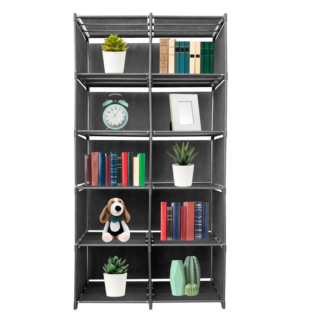 Стеллаж для хранения 6 полок 12 ячеек ПВХ и ткань Nyana Home 155x80x29 см