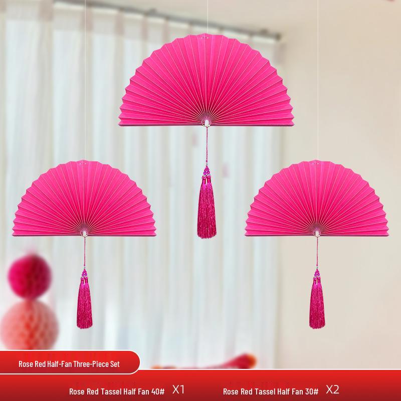 Набор для свадебного декора: Сотовые шары, Складные веера и Подвески «Двойное счастье» для комнаты жениха