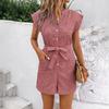 Summer Women Rompers Solid Color Playsuits Short Sleeve One-piece Shorts