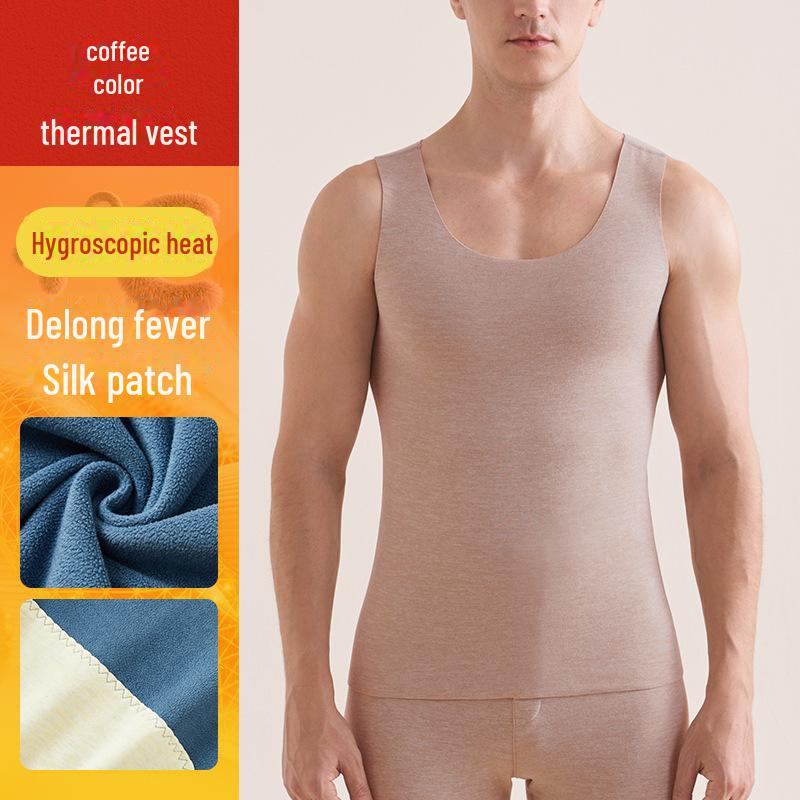 Мужской жилет без рукавов из шелкового кашемира с нашивкой и толстым бархатом