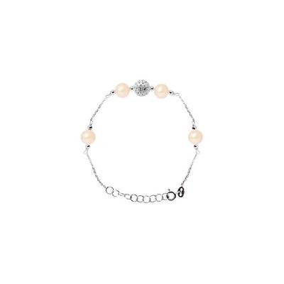 Bracelet - Pearls & Colors - 4 Perles De Culture d'Eau Douce 6-7 Mm - Argent 925 - Longueur Ajustable 14-18 Cm