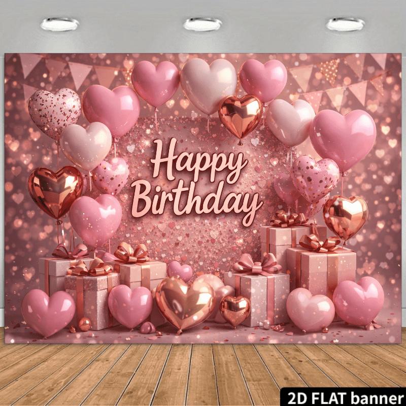 2D plane luxurious heart-shaped birthday party backdrop, dark background with golden spots.zyc