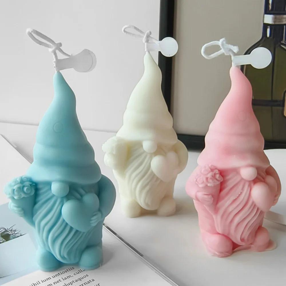 Санта-Клаус, держащий в руке свечу LOVE, силиконовая форма для изготовления гипсового гнома Love, домашний декор для рождественской вечеринки, подарки ручной работы