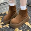 Platform Women Snow Ankle Boots Suede Short Plush Cotton Flats Shoes 2025 Trend Warm Casual Cozy Non-slip Winter Botas De Mujer