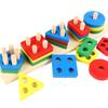 Building Block Four Sets Columns Geometric Sleeve Column Children Montessori Early Education Shape Matching Color Cognitive TMZ