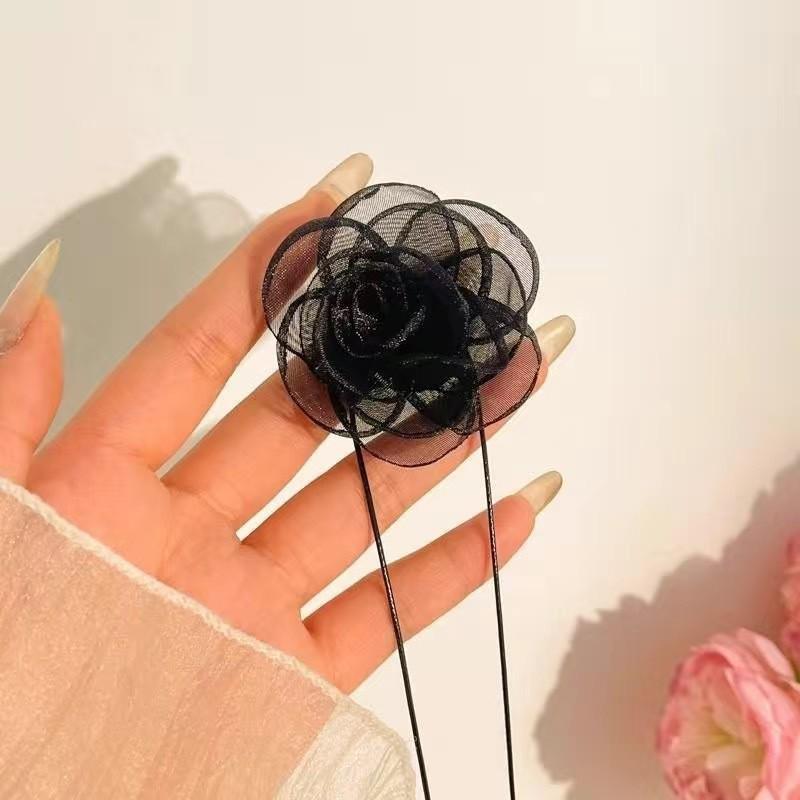 Французское ретро ожерелье с розой и дизайном из атласного бархата для волос