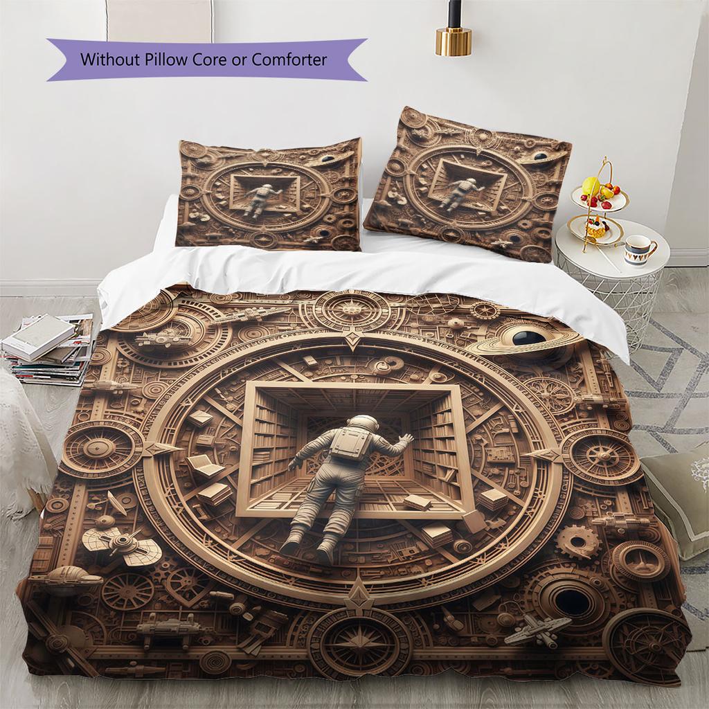 Wood, fabric, posters Pattern Bedding Quilt Set Quilt Cover Pillowcase Home Decoration Birthday Gift (1 * duvet cover + 2 * pillowcase, without core)