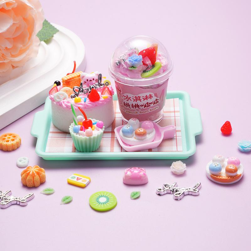 Girl Toy Making Ice Cream Cake Toys Game Kids Plastic Food Toy Diy Simulation Dessert Milk Tea Cup Set Toy For 3+ Years Child