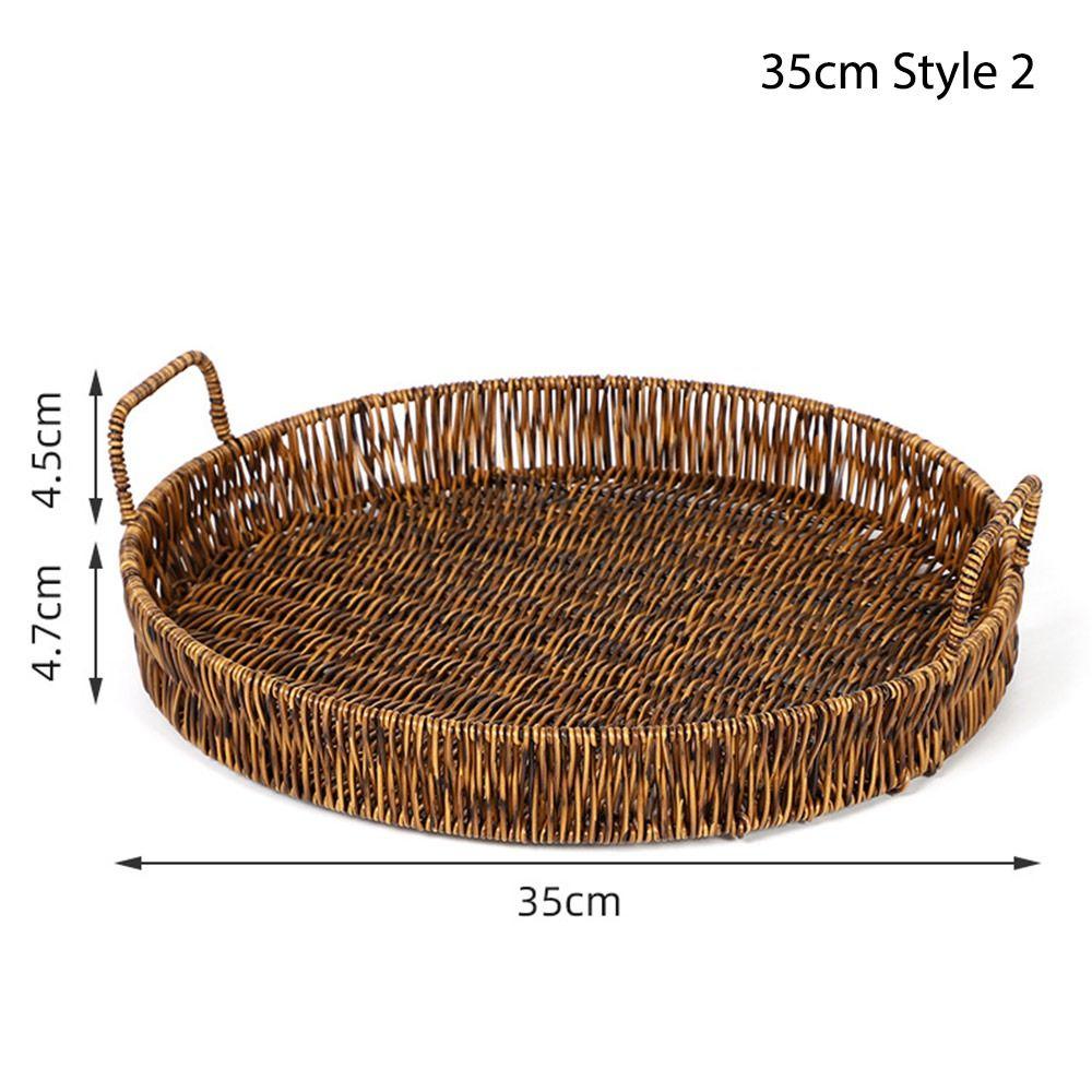 1 шт., плетеный поднос для хранения фруктов, овощей, тортов, круглая форма, пластиковая корзина из ротанговых нитей