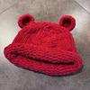 Color Solid Knitting Little Bear Ears Knit Wool Hats Women Fall Wear Winter