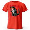 Creative Monster Cat Pattern Cotton Short Sleeve New Mens Sports Fitness Top Soft Large Loose Fashion Casual Tshirt Top