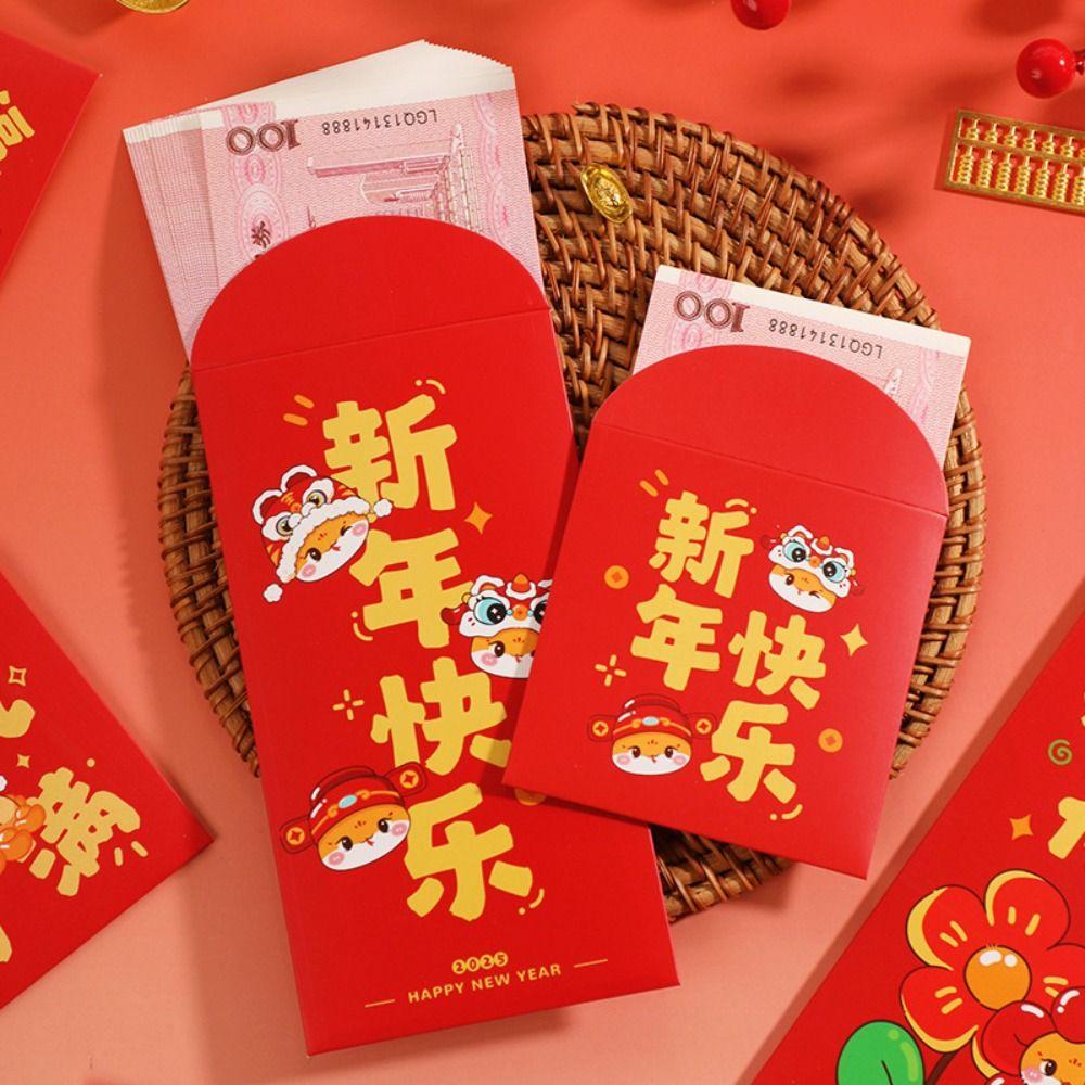 6pcs Chinese Style 2025 Snake Year Red Envelopes Cartoon New Year Money Packets  Graduation