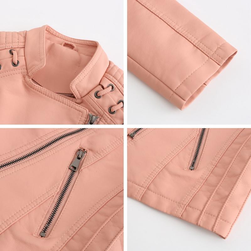 Женская осенне-зимняя кожаная куртка, модная повседневная приталенная мотокуртка, стильная байкерская куртка, мотоциклетная одежда для женщин