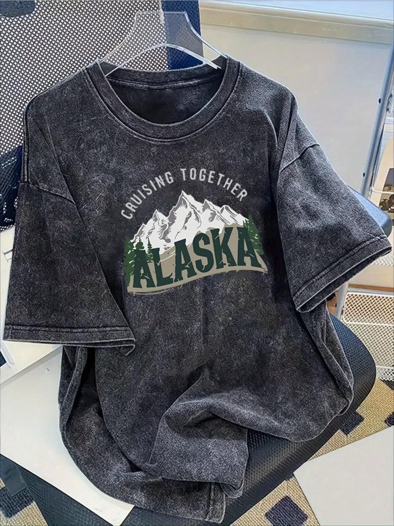 Смешная панк-футболка CRUISING TOGETHER ALASKA Streetwear Готика Гранж Винтаж Y2K Стирка Лето Мужская Женская Футболка Оверсайз топ