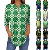 Женские топы с рукавами 3/4, летние футболки с принтом и V-образным вырезом, повседневные базовые футболки, рубашки на пуговицах, туники, топы St. День Патрика