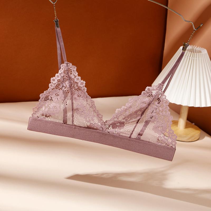 Кружевной бюстгальтер без стального кольца, тонкий, без подкладки под грудь, глубокий V-образный вырез, кружевной цветочный сексуальный бюстгальтер, лифчик-бралетт, нижнее белье