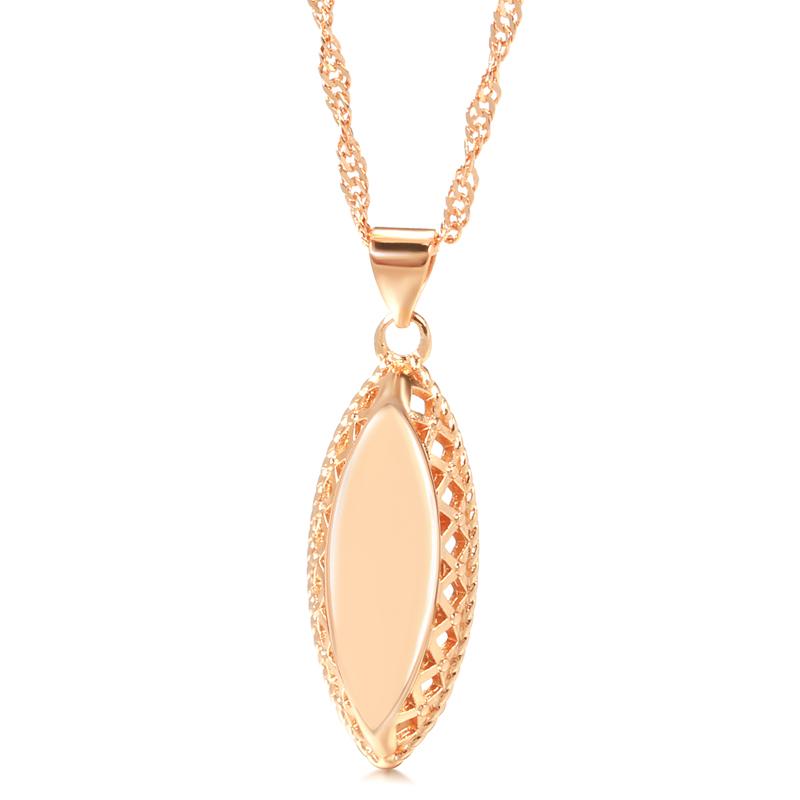 Minimalist Design Wave Chain Rhombic Pendant Necklaces Rose Gold Color Vintage Fashion Fine Jewelry Women Elegant Necklaces