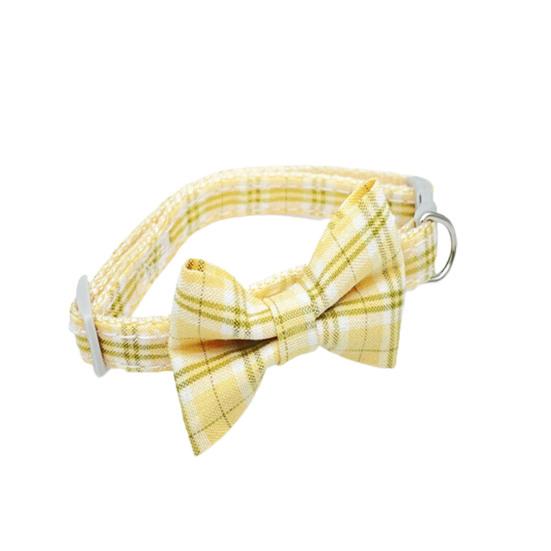 Ожерелье с изображением кошки, регулируемая ткань, защищающая от побега, очаровательный декор с бантом, клетчатый ошейник для домашних животных и маленьких собак