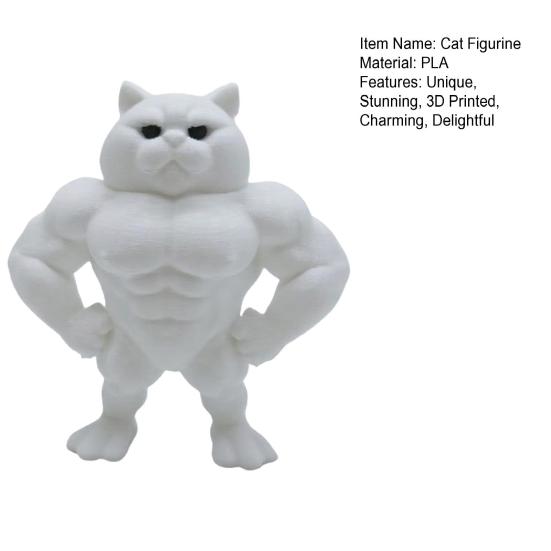 Статуэтка Мускулистый Кот, 3D-печатная стоячая фигурка мускулистого кота, Забавная причудливая фигурка котенка, Настольное украшение для гостиной, спальни, офисного стола, шкафа